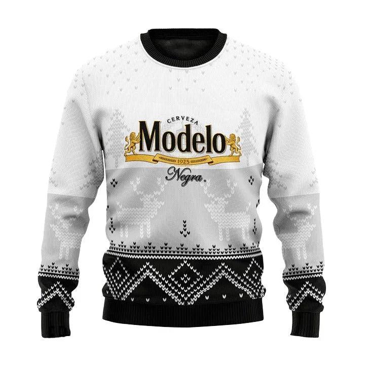 Personalized Modelo Winter Reindeer Ugly Christmas Sweater