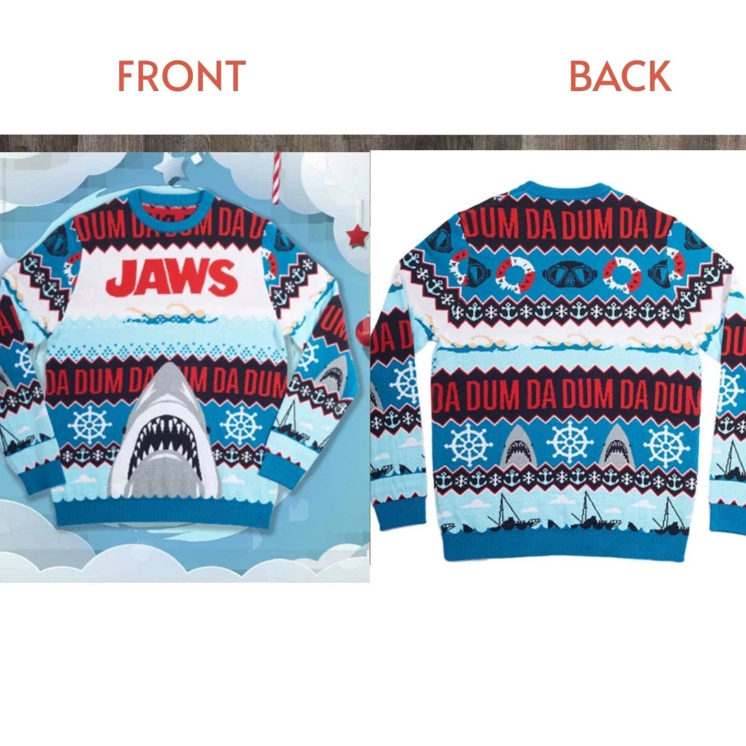 Jaws Movie Shark DA DUM Ugly Christmas Sweater