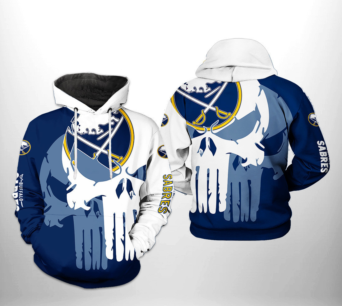 Buffalo Sabres Team Skull 3D All Over Print Hoodie & Zip Hoodie