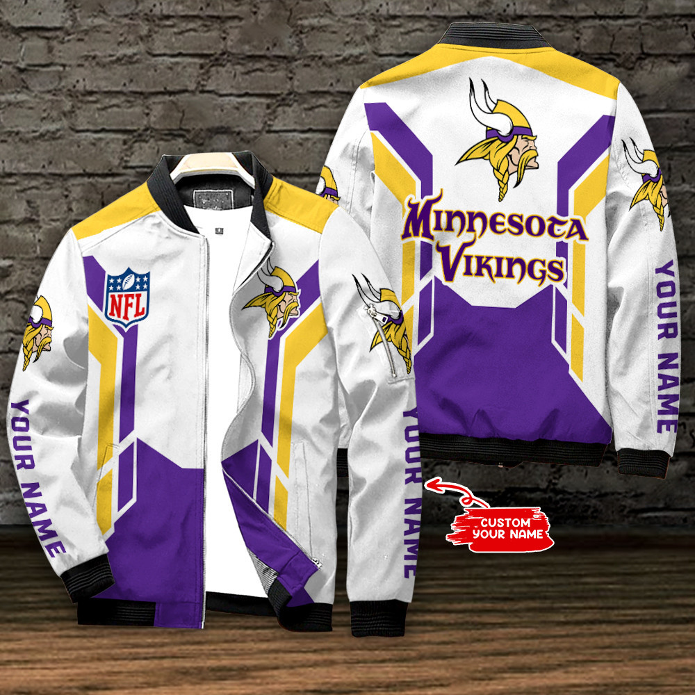 Minnesota Vikings Personalized Bomber Jacket BG804