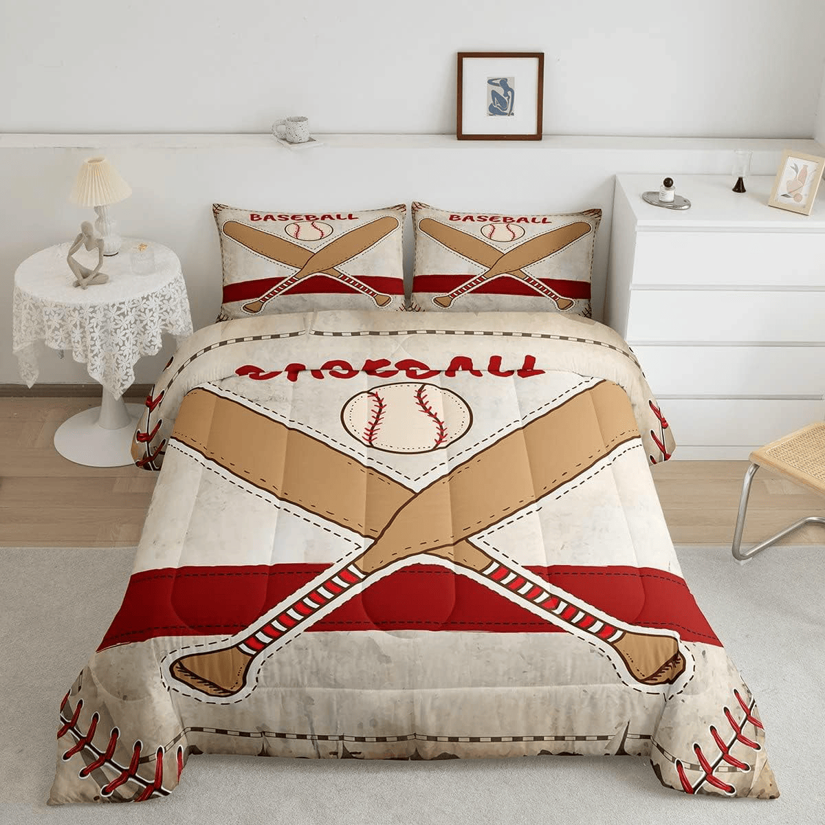 Baseball Bedding Set Vintage Baseball And Bats Duvet Covers