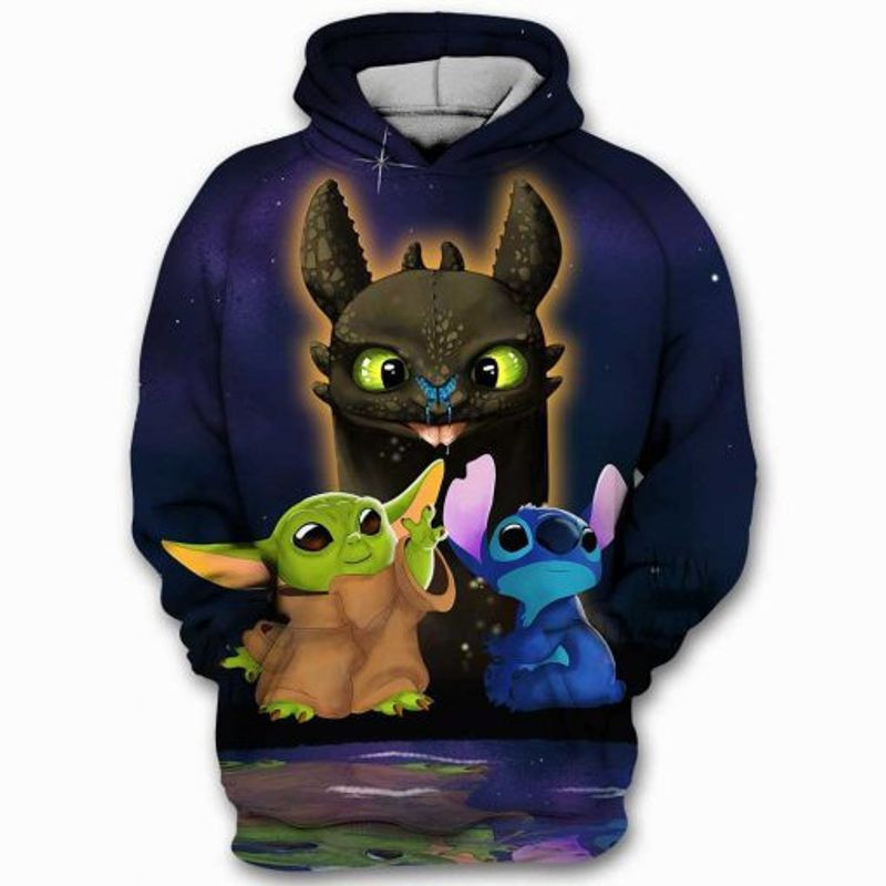Yoda Stitch Tootless Baby Yoda Lilo And Stitch Star Wars 3d Hoodie G