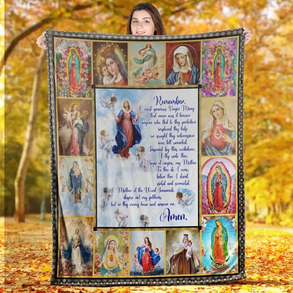 Mary Mother Of Jesus Fleece Sherpa Blanket