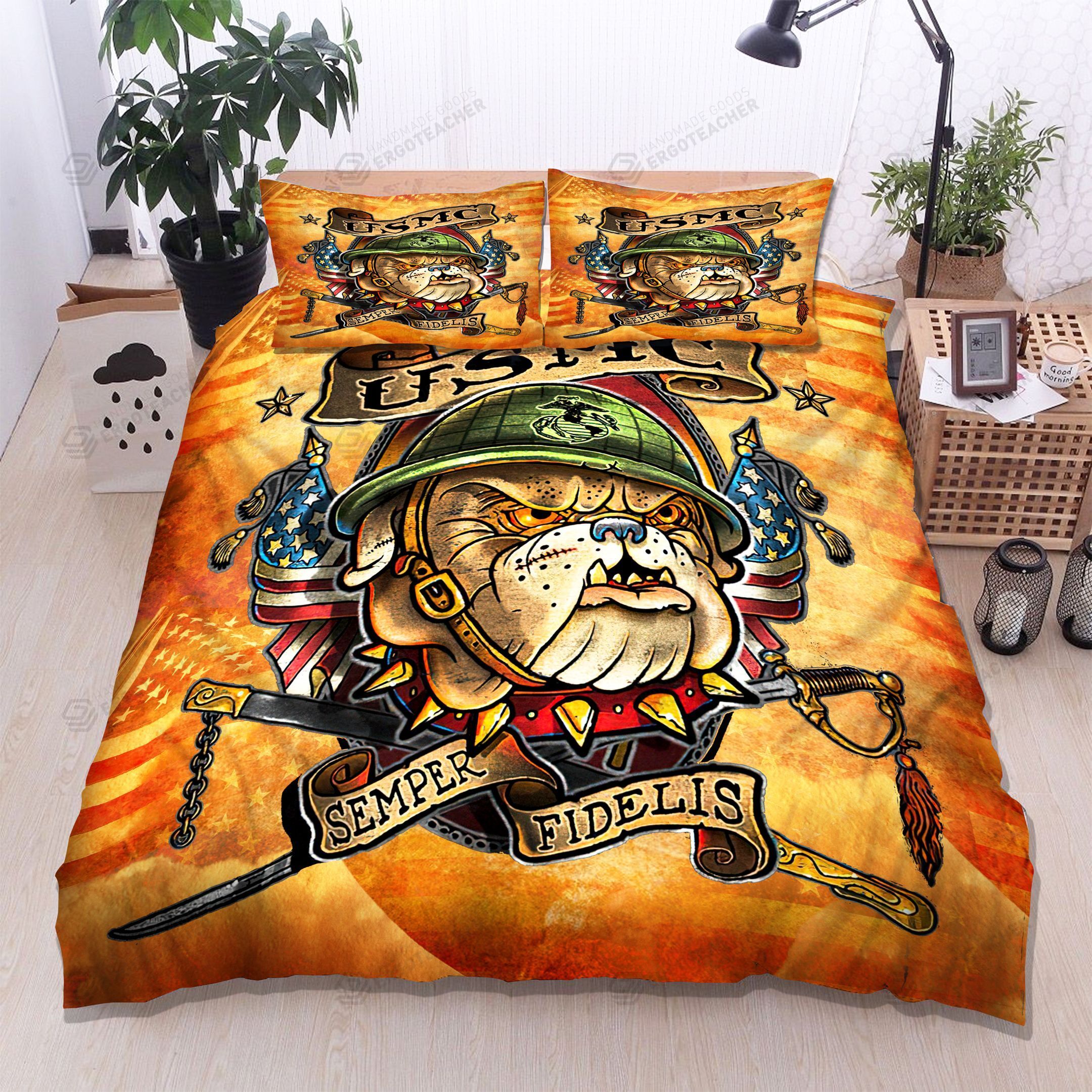 Veteran Bedding Set US Marine Corps Bulldog Semper Fidelis Duvet Covers