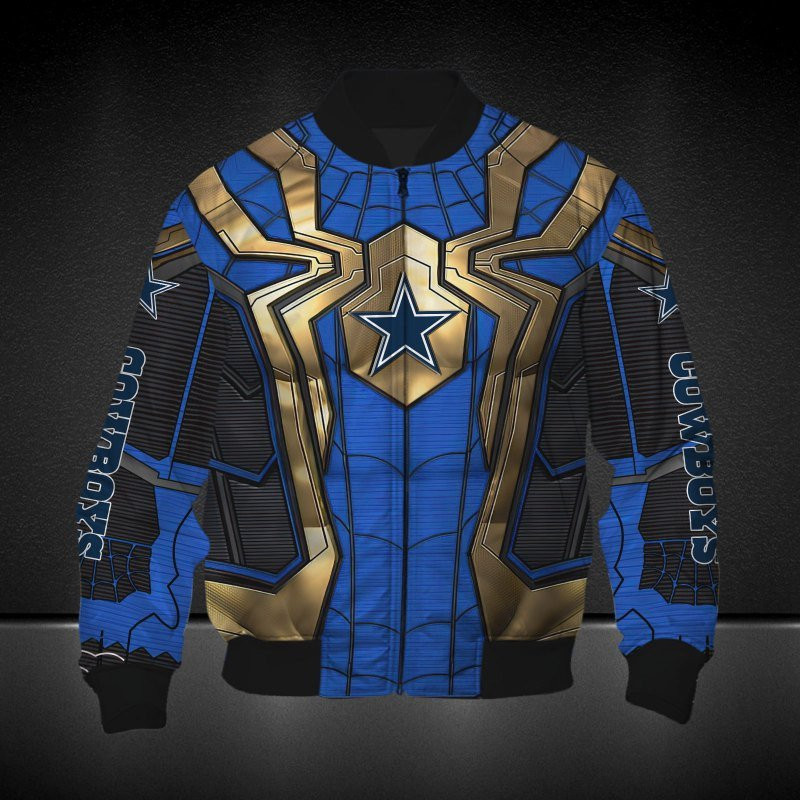 Cowboys Blue Golden Spider Man Bomber Jacket
