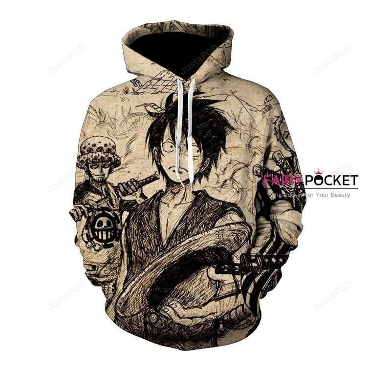 One Piece Monkey D. Luffy Trafalgar Law Roronoa Zoro 3D All Over Print Hoodie & Zip Hoodie