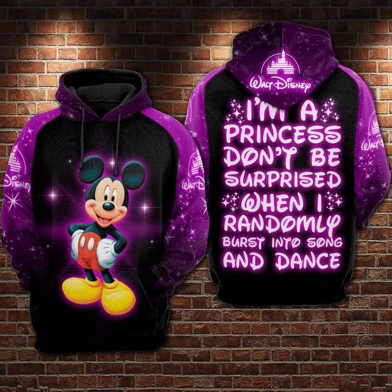 I Am A Princess Mickey Over Print 3d Hoodie Zip Hoodie 2 Over Print 3d Hoodie Zip Hoodie 1