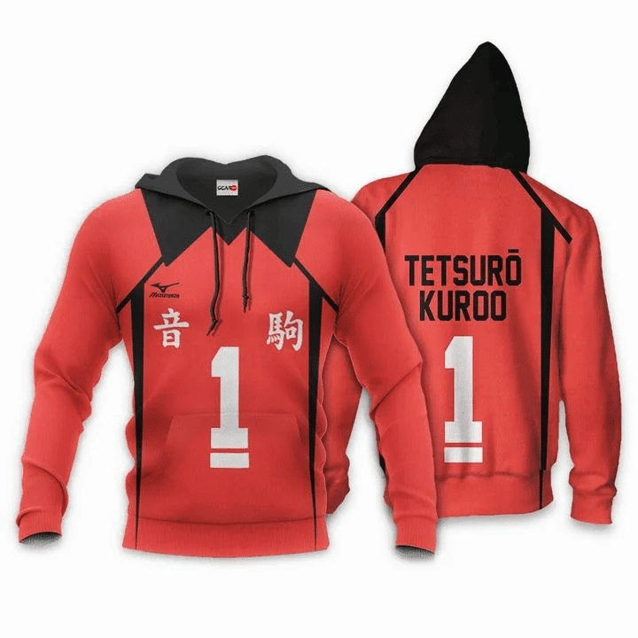 Nekoma Tetsuro Kuroo Haikyuu Fukurodani Number 1 3d Hoodie Zip Hoodie
