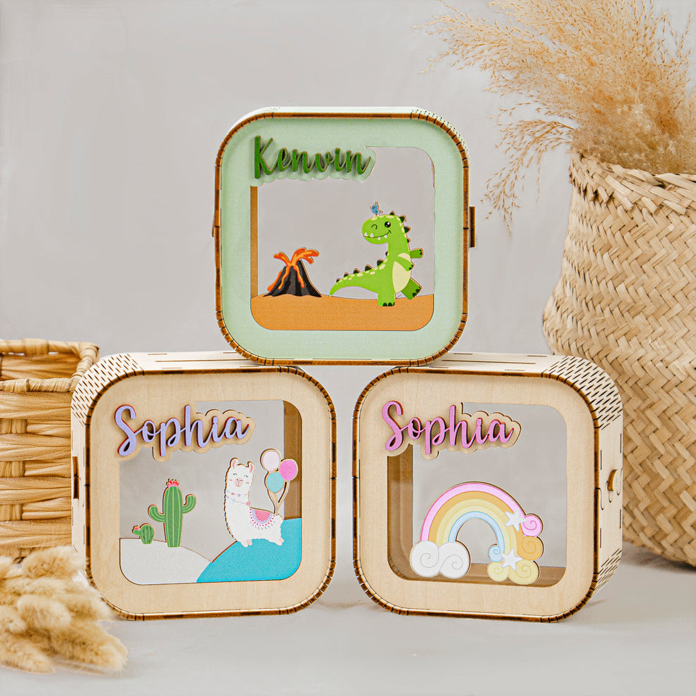 Personalized Wooden Piggy Banks, See Through Money Box
