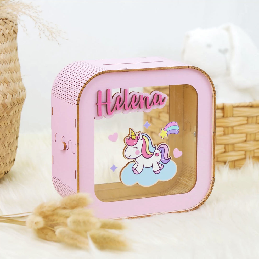 Personalized Wooden Piggy Banks, See Through Money Box