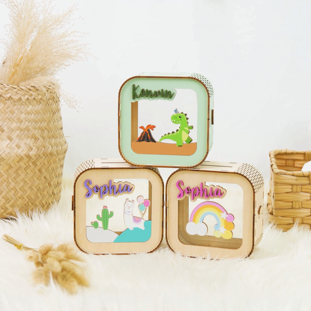 Personalized Wooden Piggy Banks, See Through Money Box