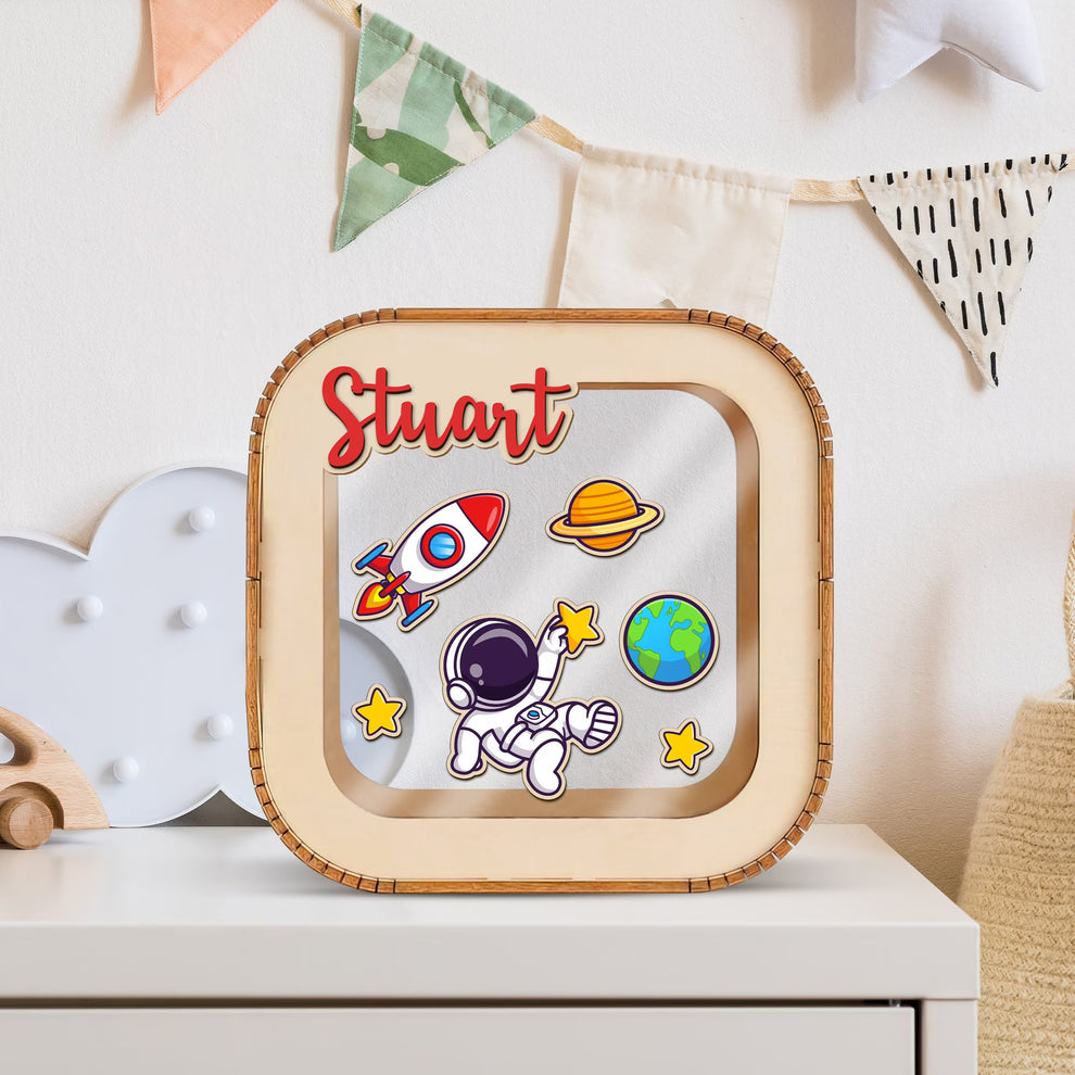 Personalized Wooden Piggy Banks, See Through Money Box